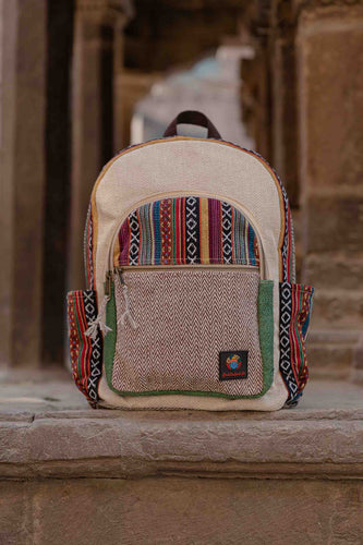 Stylish large hemp backpack by Buddhaland UK