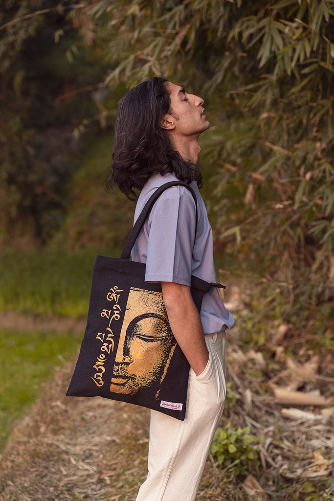 Durable Tote bag black v6 by Buddhaland UK